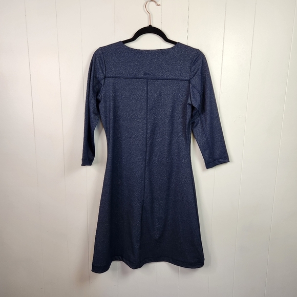 Kavu Womens Stretchy A-Line V-Neck Athletic Dress 3/4 Sleeves Blue New Basic - Picture 2 of 10